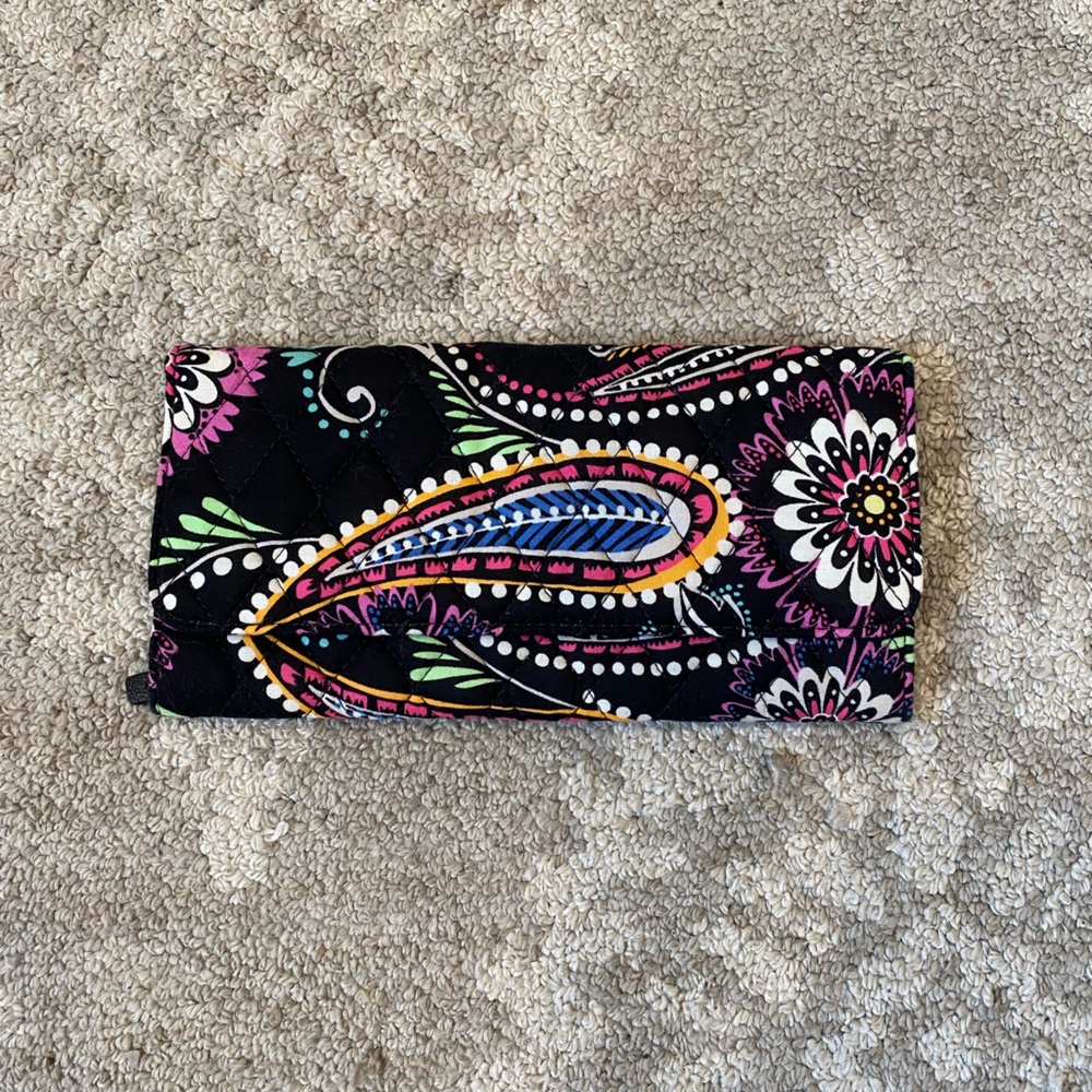 Vera Bradley Black Multicolor Paisley Wallet